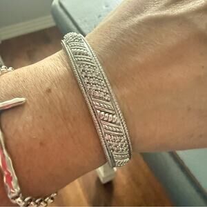 Judith Ripka 925 Sterling Silver Hinged Cuff Bracelet